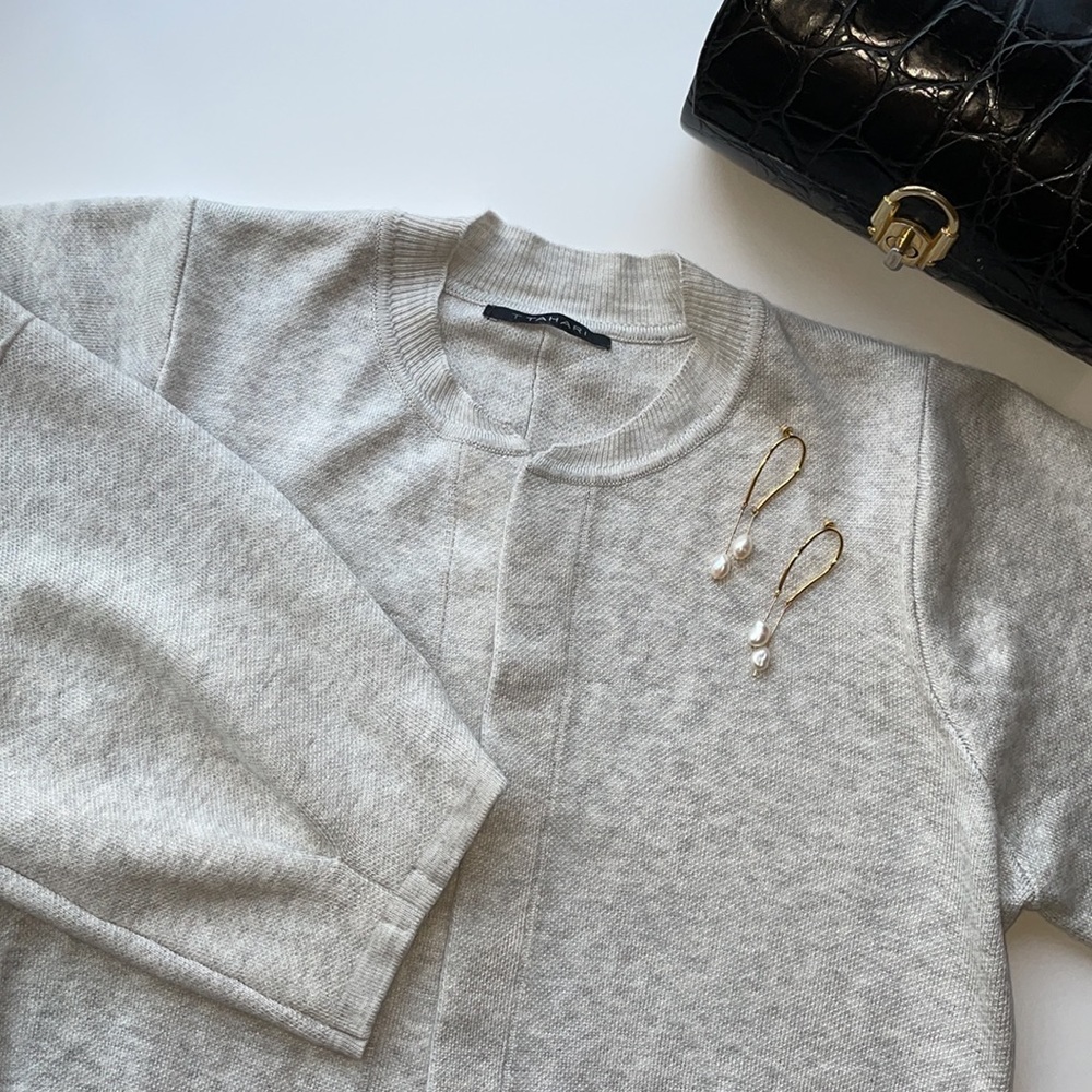 EUC T TAHARI Grey Cardigan. See Description